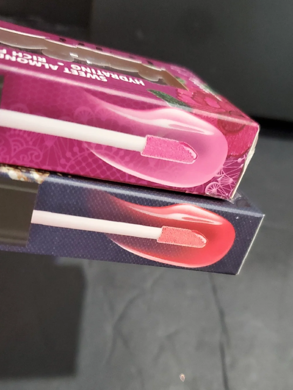 2pack‎ veil of allure sweet almond oil daiquiri red and cosmo soft pink lip oils
